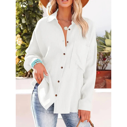 Camisa Con Corte Recto Y Mangas Largas Para Mujer | Ideal Para Uso Diario Y Profesional