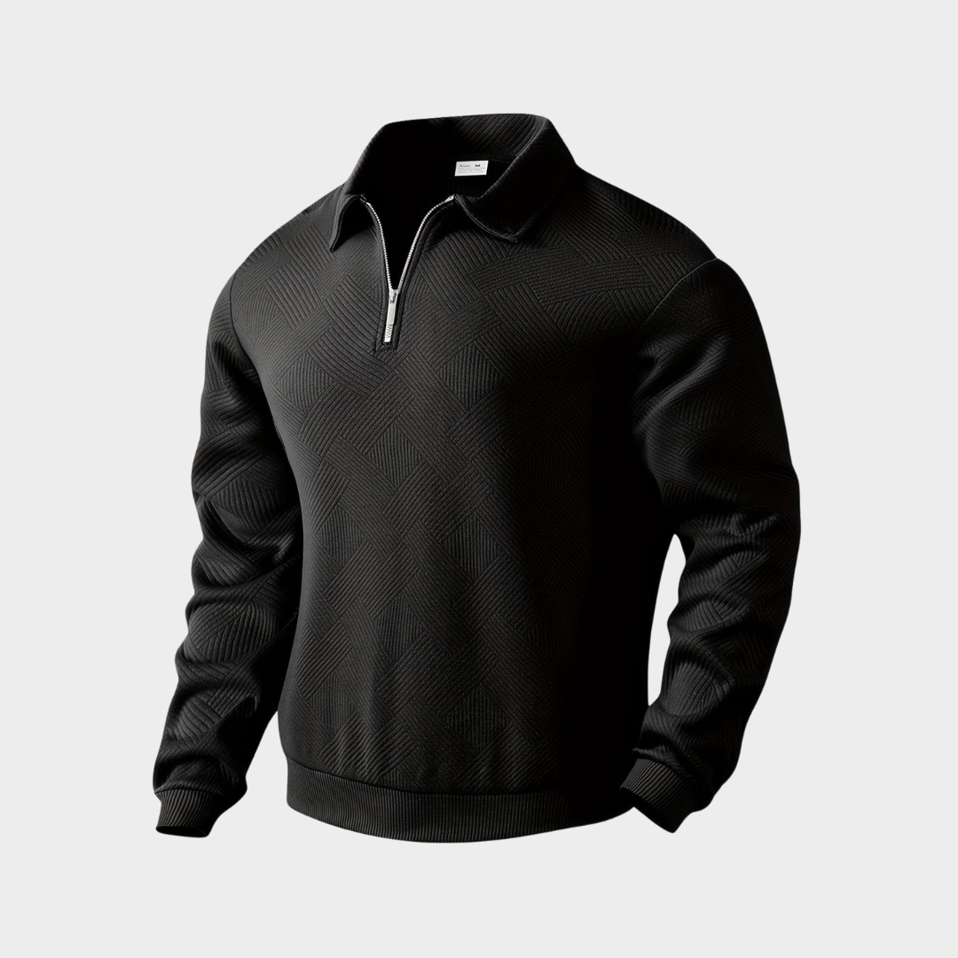 Sudadera De Corte Amplio Con Motivo Geométrico Y Cuello Con Media Cremallera Para Hombres | Ideal Para Uso Diario E Informal