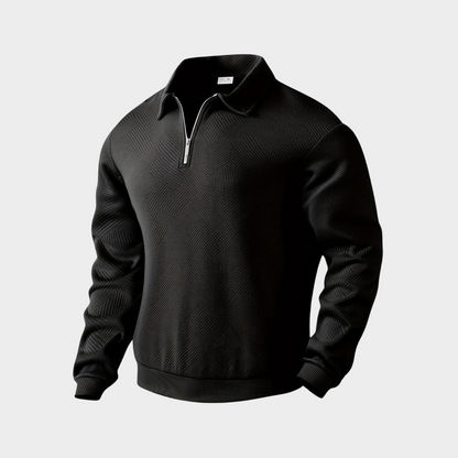 Sudadera De Corte Amplio Con Motivo Geométrico Y Cuello Con Media Cremallera Para Hombres | Ideal Para Uso Diario E Informal