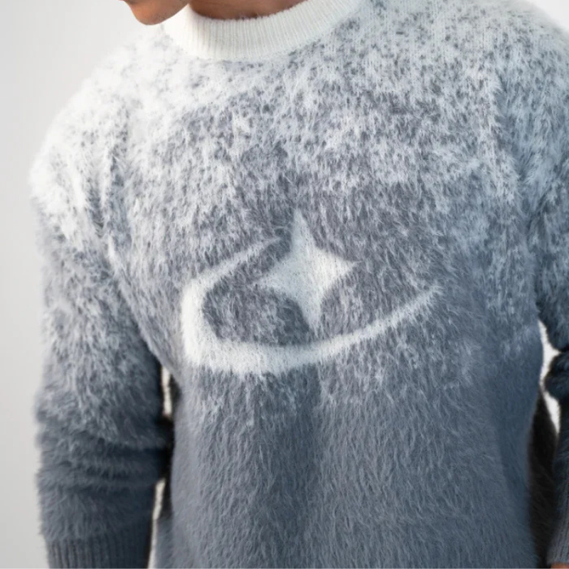 Jersey de Cuello Redondo con Diseño Degradado y Motivo Central para Mujer y Hombre | Ideal para Uso Diario