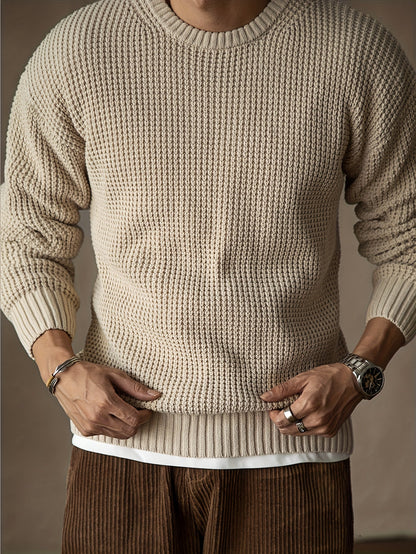 Jersey De Manga Larga Con Textura Grabada Para Hombre | Ideal Para Uso Diario Informal Y Semi-Formal