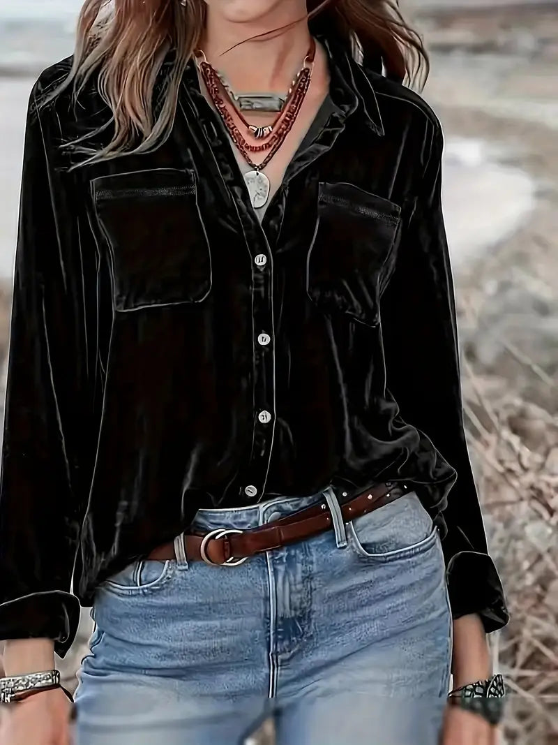 Camisa De Corte Relajado Con Cuello Clásico Para Mujer | Ideal Para Uso Diario