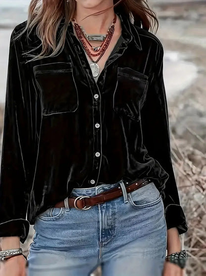 Camisa De Corte Relajado Con Cuello Clásico Para Mujer | Ideal Para Uso Diario
