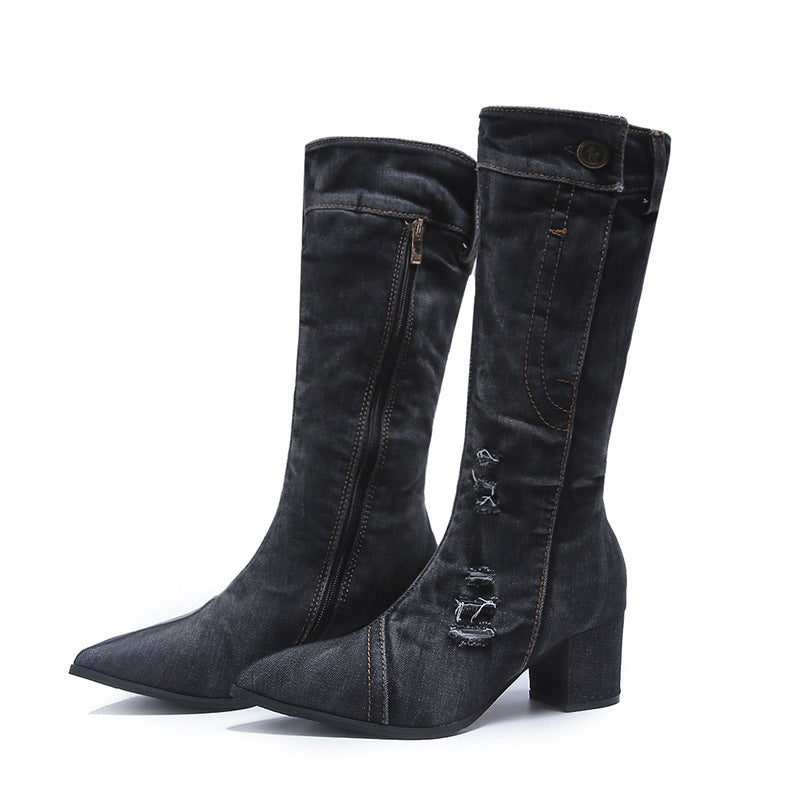 Botas Con Tacón Medio Y Cierre De Cremallera Para Mujer | Ideal Para Uso Diario