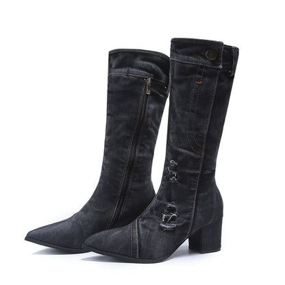 Botas Con Tacón Medio Y Cierre De Cremallera Para Mujer | Ideal Para Uso Diario