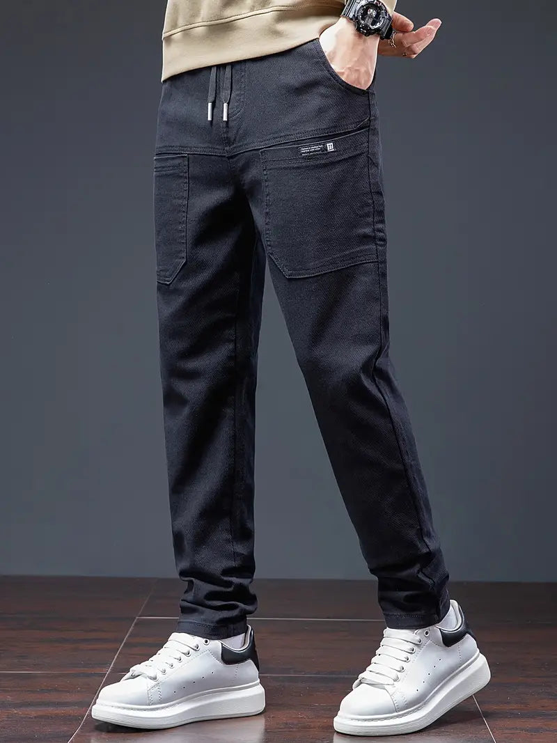 Pantalón De Jogging Con Cintura De Cordón Y Corte Ligeramente Ajustado Para Hombre | Ideal Para Uso Diario