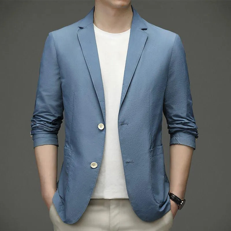 Blazer Ligero Con Botones Y Solapa Plana Para Hombre | Ideal Para Clima Cálido Y Uso Diario