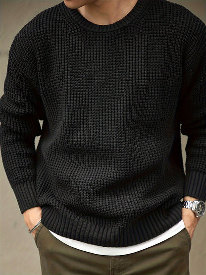 Jersey De Manga Larga Con Textura Grabada Para Hombre | Ideal Para Uso Diario Informal Y Semi-Formal