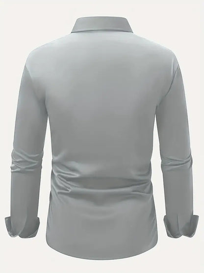 Camisa De Manga Larga Con Cierre De Botones Para Hombres | Ideal Para Uso Diario Y Ocasiones Formales