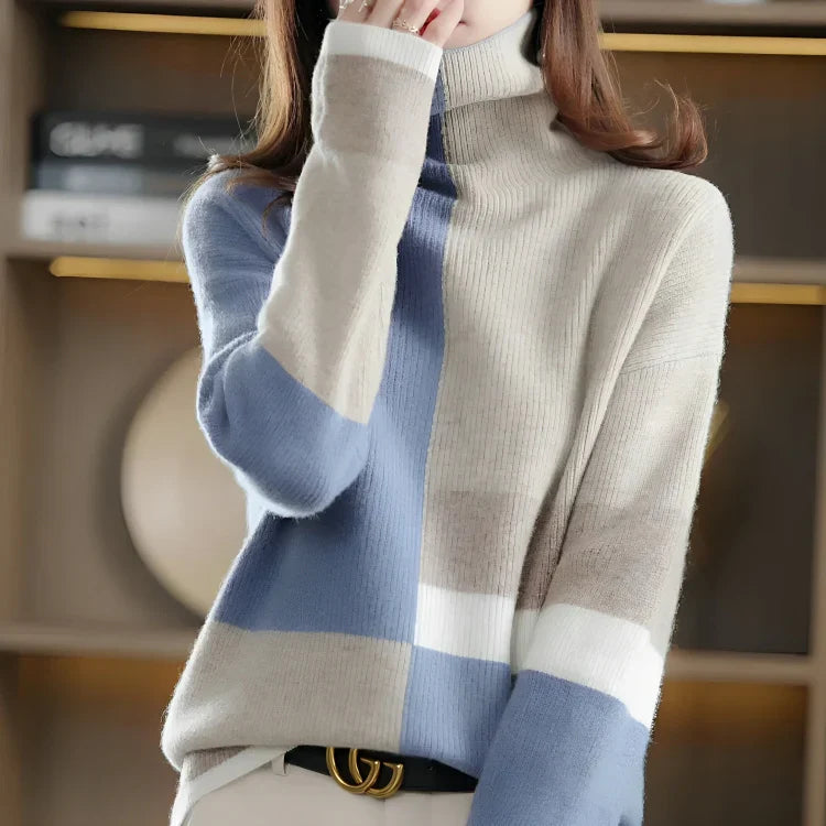 Jersey con Diseño De Colores En Contraste para Mujer | Ideal para Días Fríos