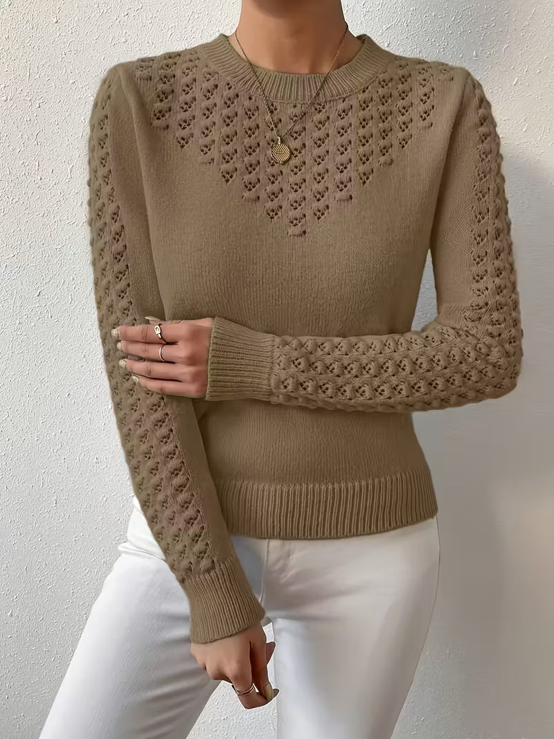 Jersey De Manga Larga Con Detalles De Encaje Para Mujer | Ideal Para Uso Diario Y Superposición