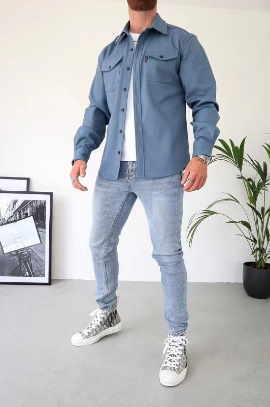 Sobrecamisa Con Bolsillos En El Pecho Y Cierre Abotonado Para Hombre | Ideal Para Uso Diario