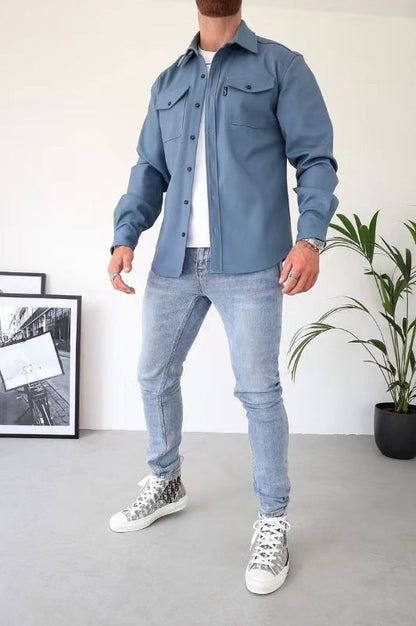 Sobrecamisa De Manga Larga Con Bolsillos En El Pecho Para Hombre | Ideal Para Uso Diario Y Contextos Variados