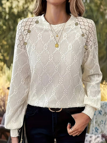 Blusa de Mangas Largas con Motivo Texturizado para Mujeres | Ideal para Uso Diario y Trabajo Informal