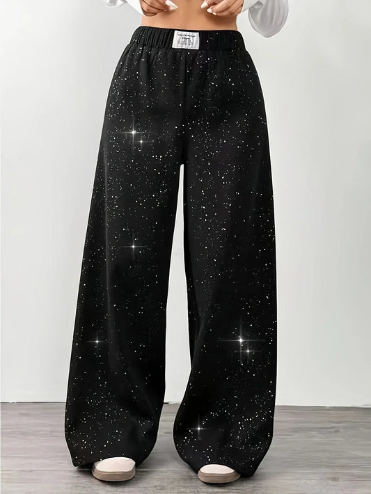 Pantalón Ancho de Cintura Alta con Estampado para Mujer | Ideal para Uso Diario y Salidas