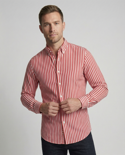 Camisa de Rayas de Manga Larga para Hombres | Ideal para Uso Diario