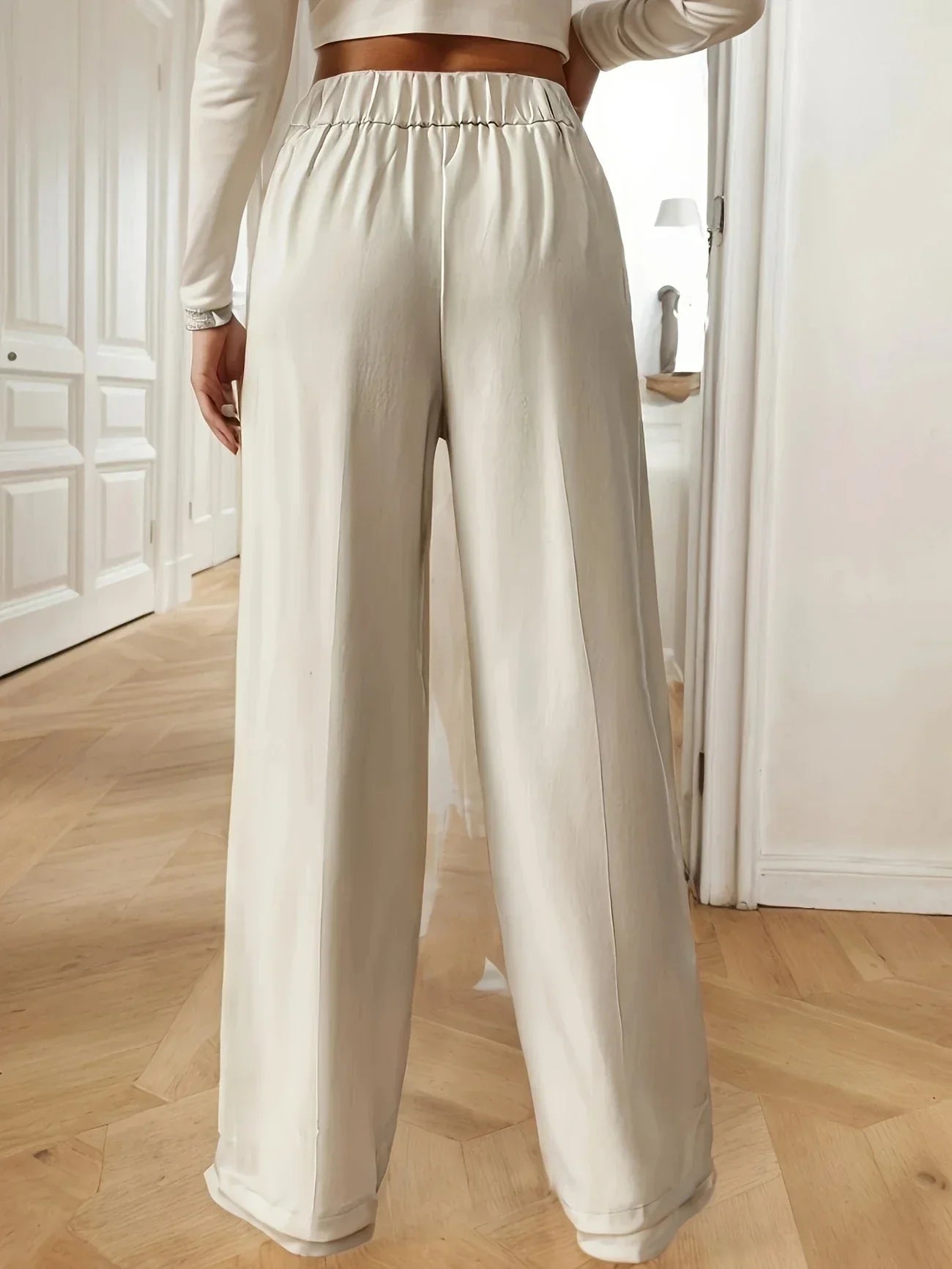Pantalón de Pierna Recta con Cintura Elástica para Mujer | Ideal para Trabajo y Salidas