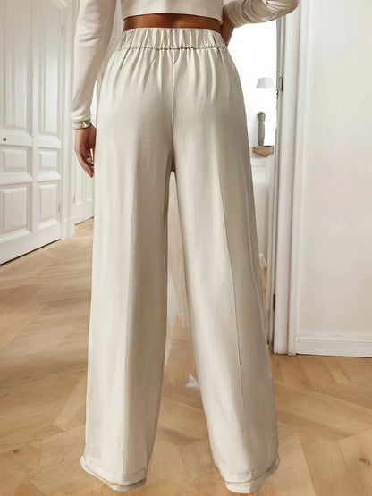 Pantalón de Pierna Recta con Cintura Elástica para Mujer | Ideal para Trabajo y Salidas