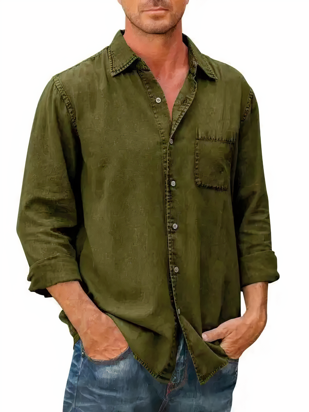 Camisa de Manga Larga Denim con Corte Amplio para Hombre | Ideal para Uso Diario
