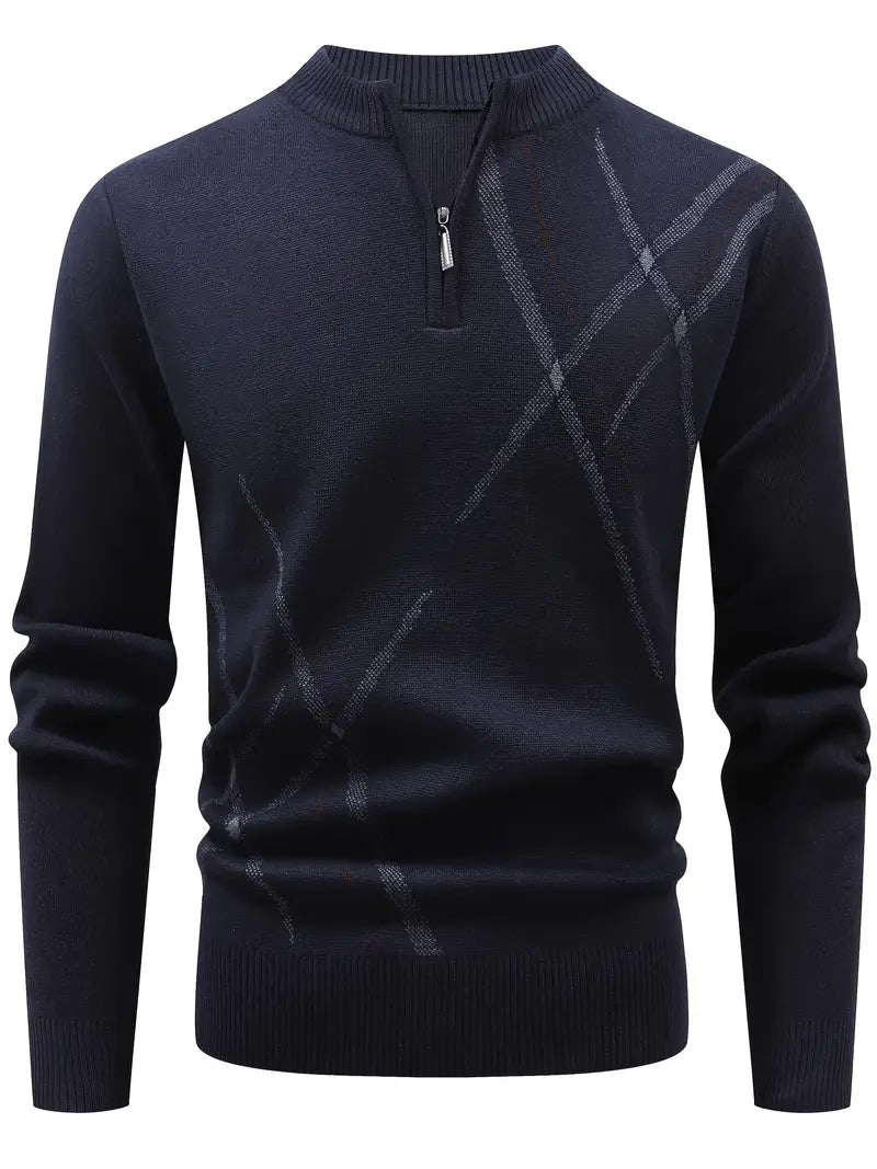 Jersey Ajustado Con Media Cremallera Frontal Y Cuello Redondo Para Hombres | Ideal Para Uso Diario E Informal
