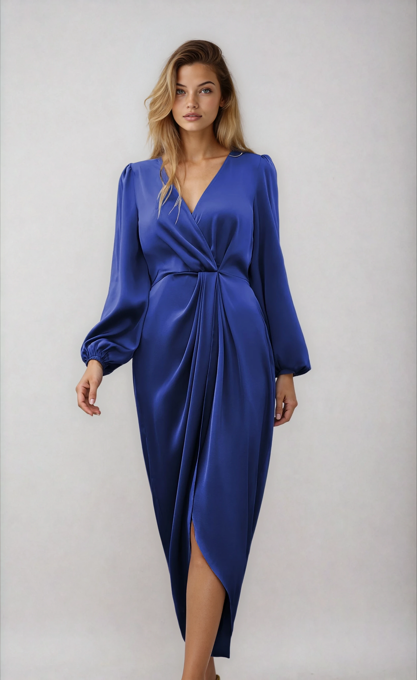 Vestido Midi Con Diseño Cruzado Y Escote En V Para Mujer | Ideal Para Eventos Y Uso Diario