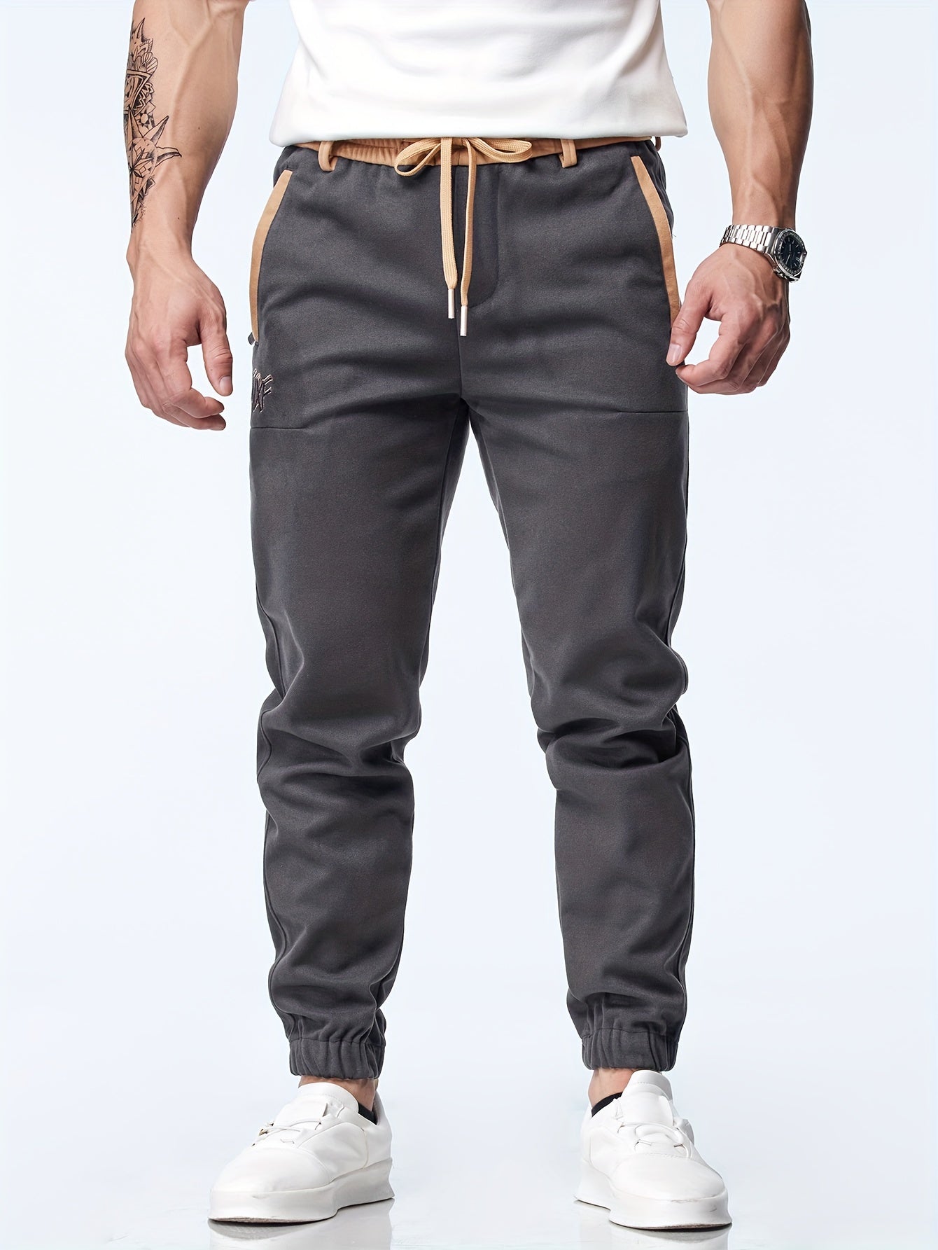 Pantalón con Cintura Elástica y Tobillos Ajustados para Hombre | Ideal para Uso Diario e Informal
