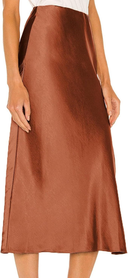 Falda Midi con Corte A-Línea y Cintura Fija para Mujer | Ideal para Uso Diario o Salidas