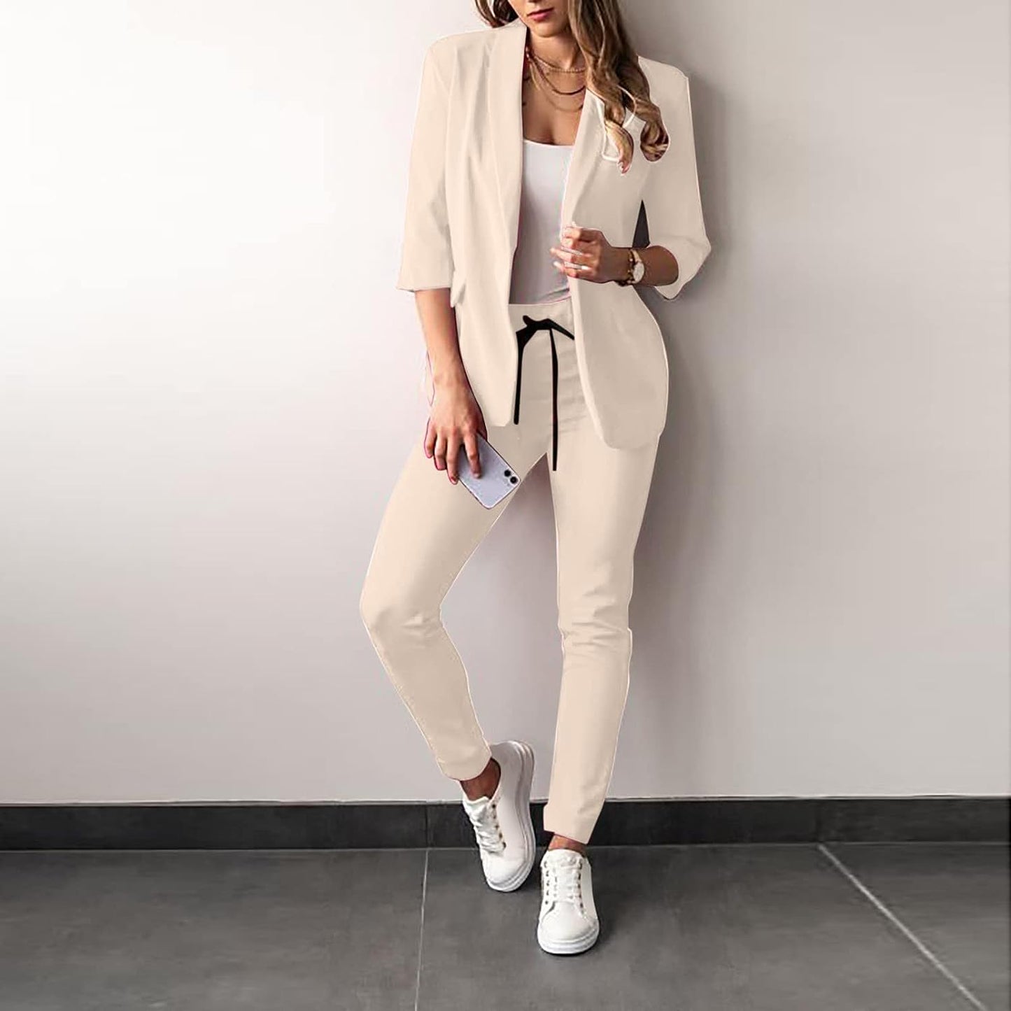 Conjunto De Dos Piezas Con Blazer Ajustado Y Pantalón De Talle Alto Para Mujer | Ideal Para Uso Profesional Y Formal