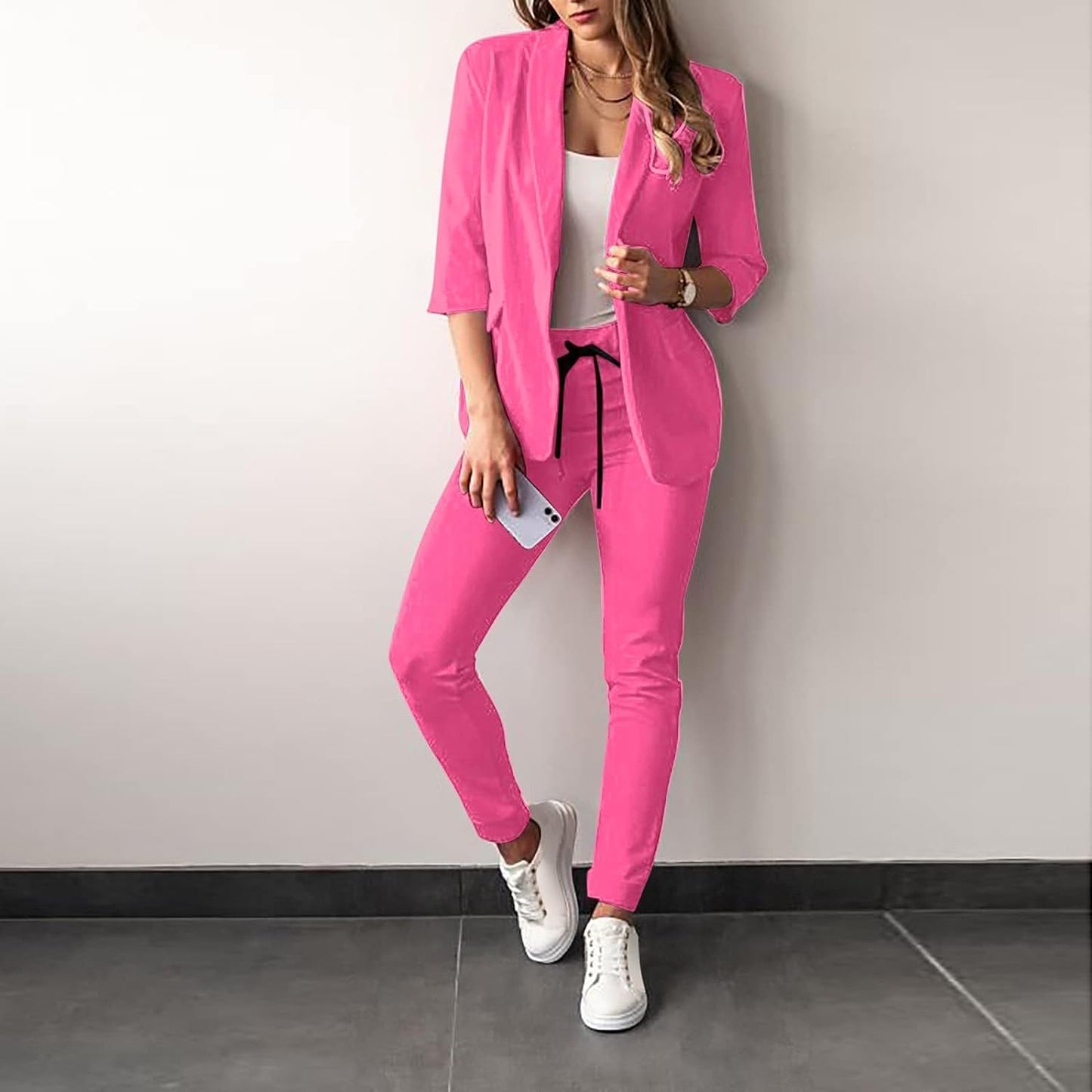 Conjunto De Dos Piezas Con Blazer Ajustado Y Pantalón De Talle Alto Para Mujer | Ideal Para Uso Profesional Y Formal
