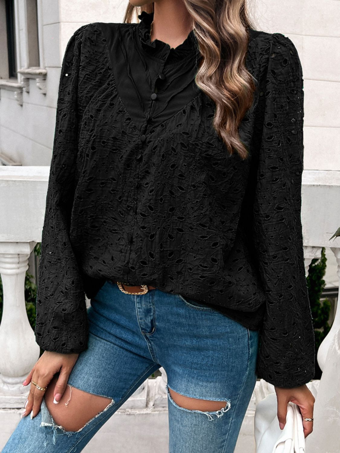 Blusa Con Cuello Redondo Y Volantes Para Mujer | Ideal Para Uso Diario U Ocasiones Formales