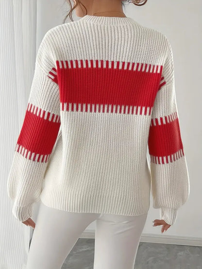 Jersey De Manga Larga Con Cuello Redondo Para Mujer | Ideal Para Uso Diario Y Trabajo