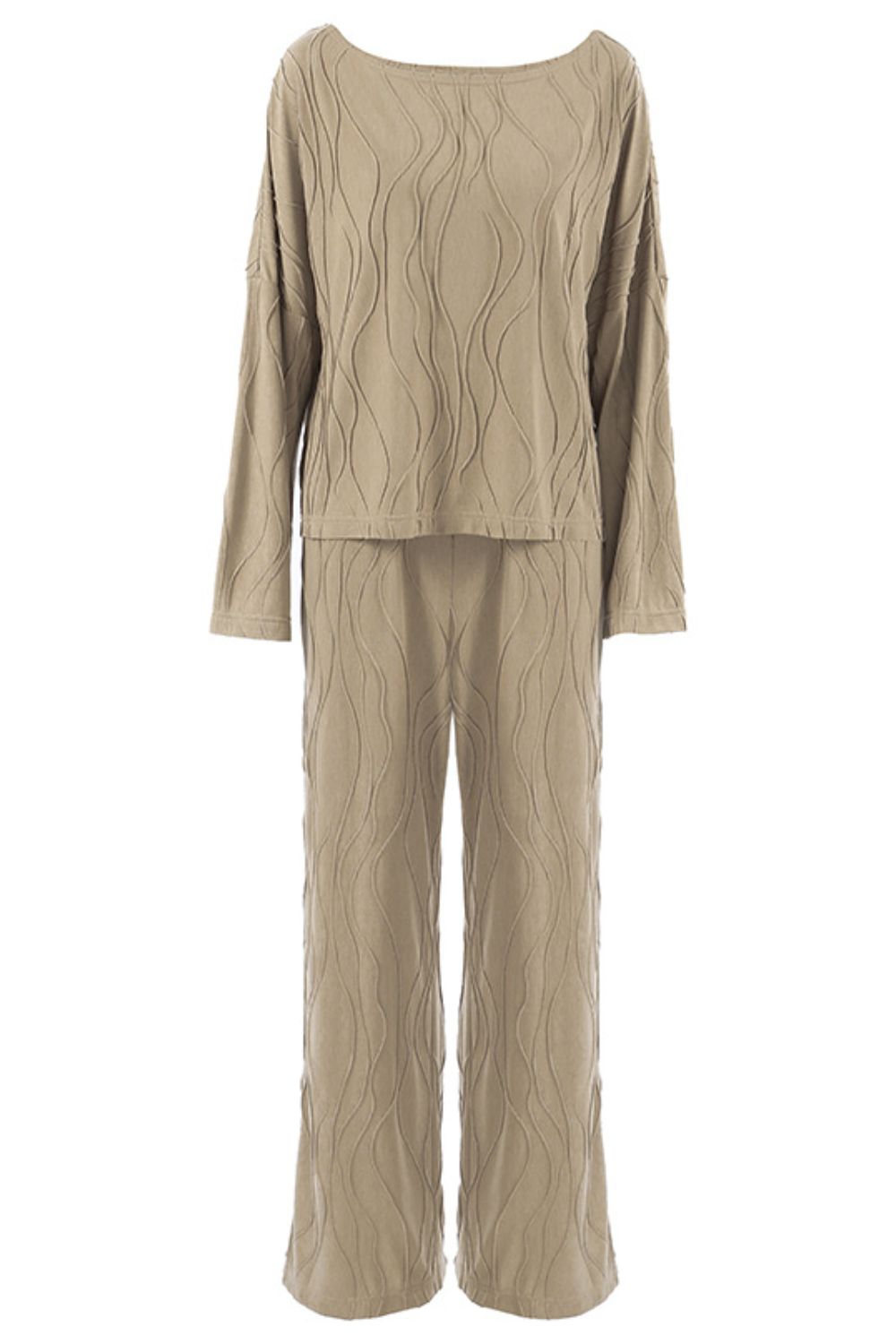 Conjunto De Dos Piezas con Top De Manga Larga y Pantalón Recto para Adultos | Ideal para Uso Diario