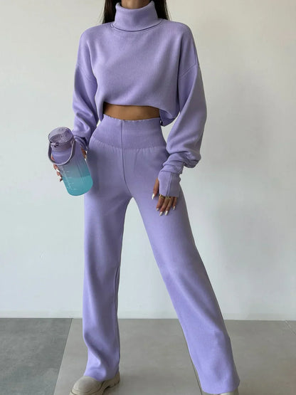 Conjunto de Top de Manga Larga y Pantalón de Corte Amplio para Mujer | Ideal para Uso Diario y Momentos en Casa