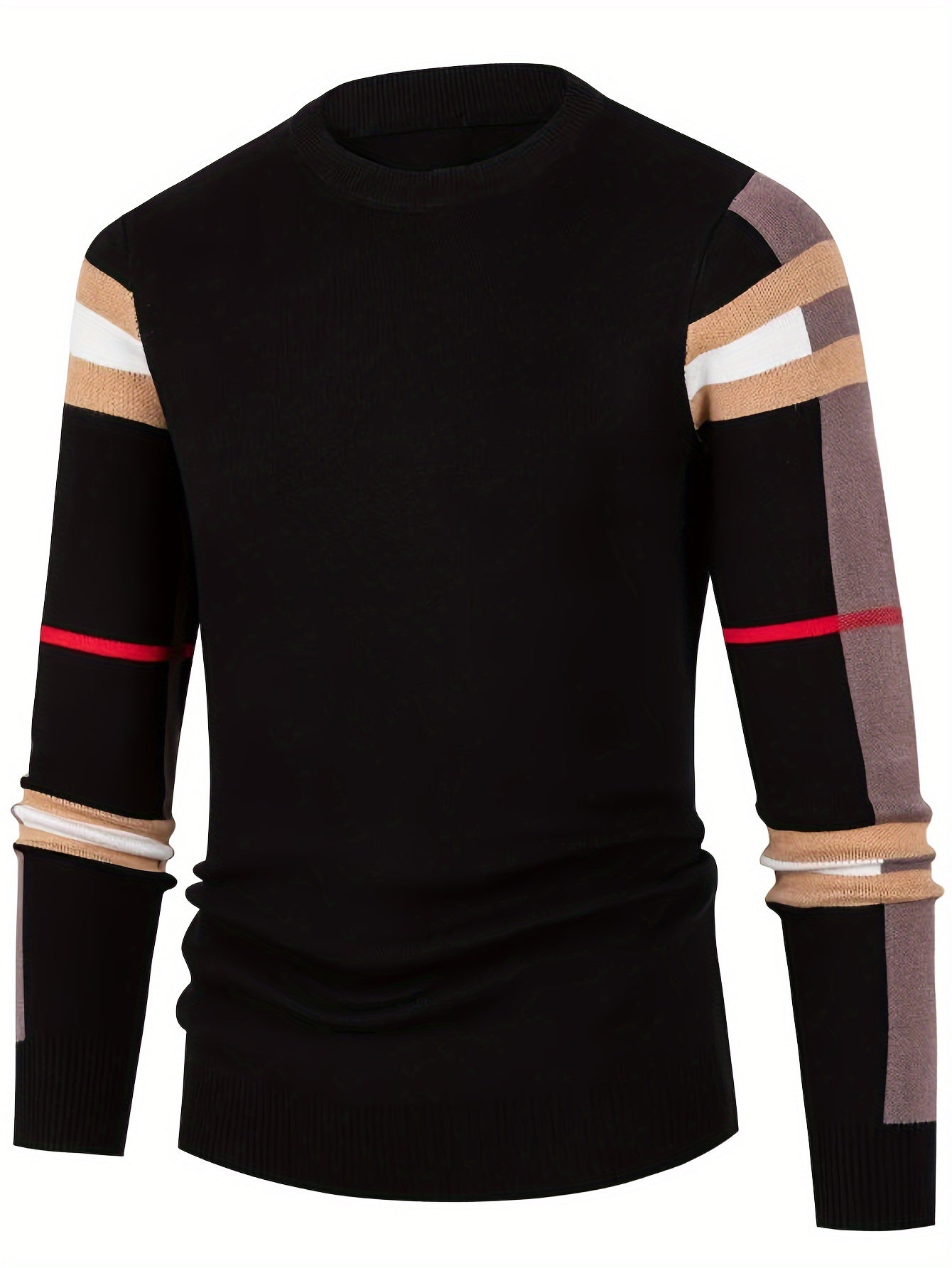Jersey De Manga Larga Con Rayas En Las Mangas Para Hombres | Ideal Para Uso Diario Y Entornos Informales