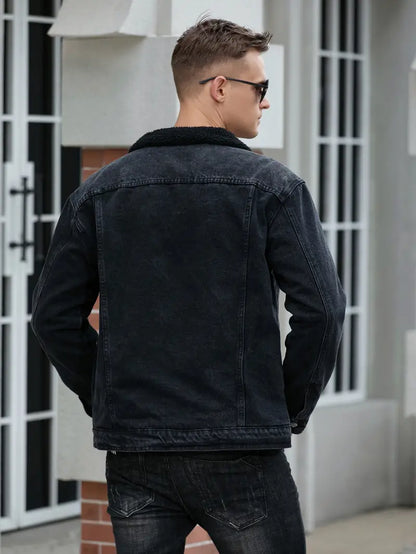 Chaqueta Vaquera Para Hombre De Corte Clásico Con Bolsillos Frontales | Ideal Para Uso Diario Y Actividades Informales