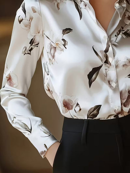 Blusa de Mangas Largas con Estampado Floral para Mujeres | Ideal para Uso Diario y Contextos Profesionales