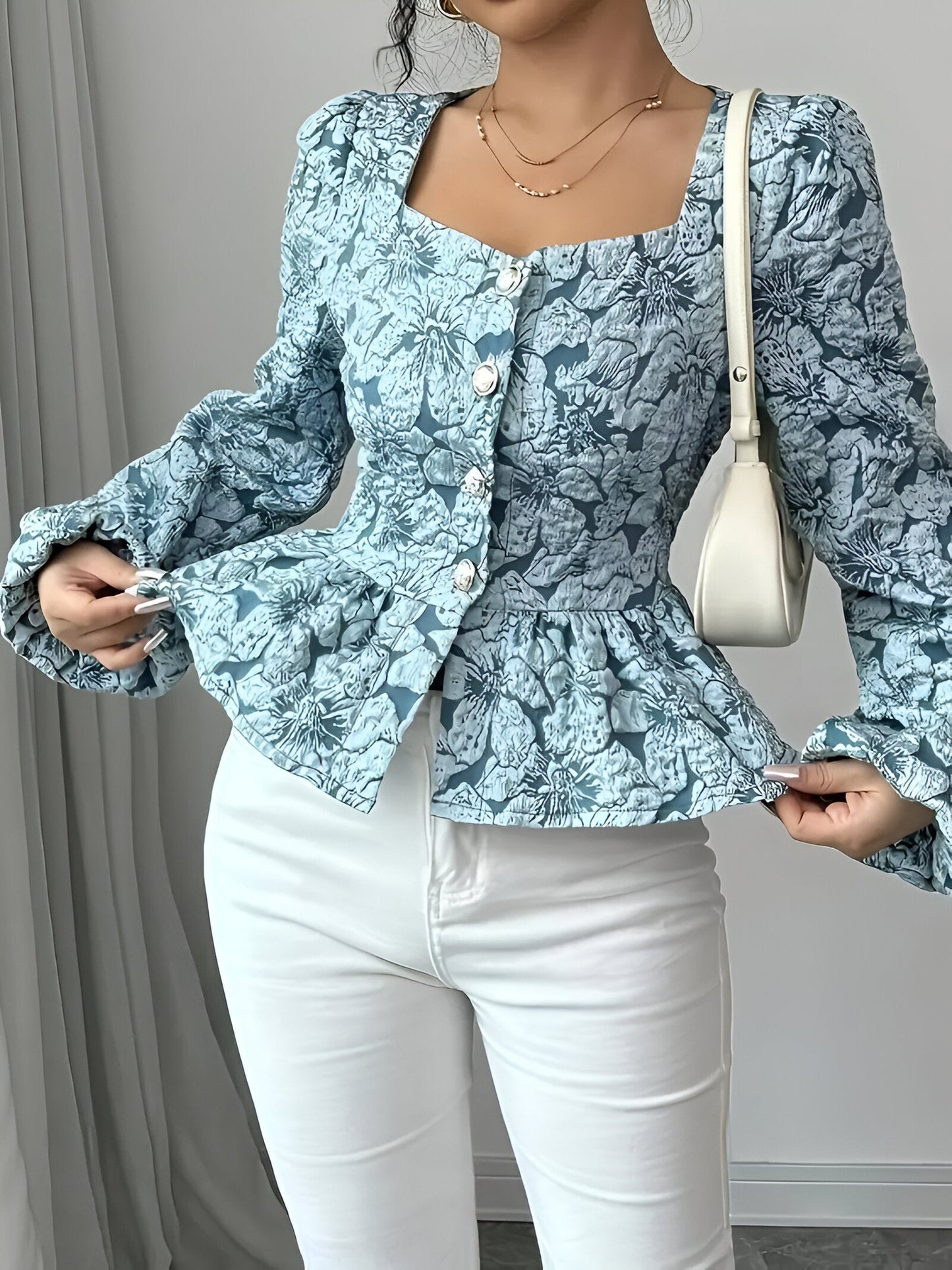 Blusa Con Encolure Corazón Y Detalles Fruncidos Para Mujer | Ideal Para Uso Laboral E Informal