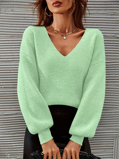 Jersey Con Cuello En V Y Hombros Caídos Para Mujer | Ideal Para Uso Diario
