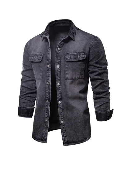 Camisa De Manga Larga Con Bolsillo Frontal Para Hombres | Ideal Para Uso Diario