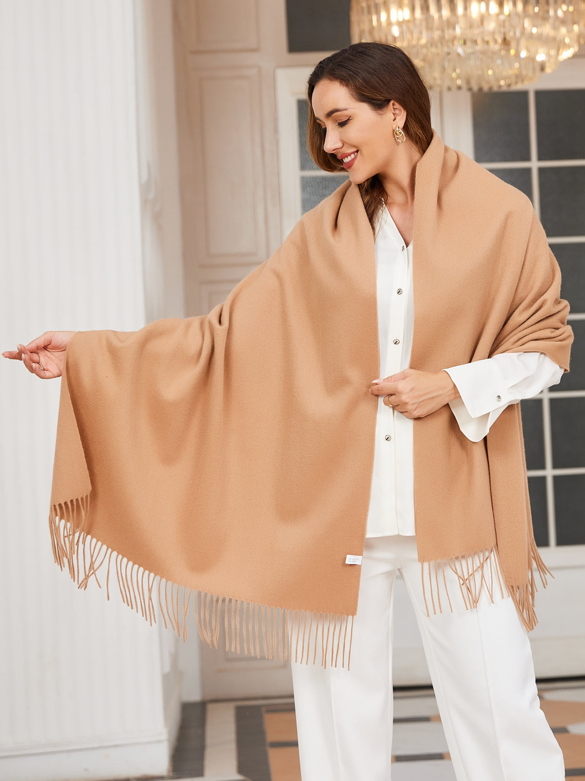 Bufanda de Formato Grande con Flecos para Mujer | Ideal para Otoño e Invierno