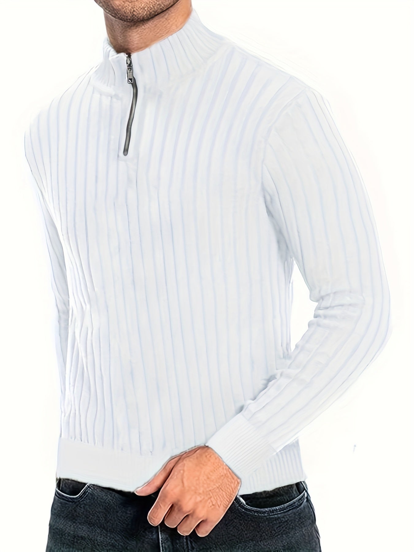Jersey Con Cuello Alto Y Cremallera Para Hombre | Ideal Para Uso Diario Y Ocasional