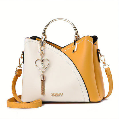 Bolso de Mano con Compartimento Principal y Detalles Color Block para Mujer | Ideal para Uso Diario