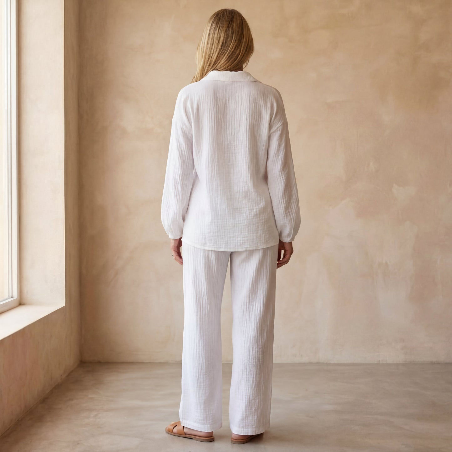 Conjunto De Dos Piezas Con Pantalón De Corte Recto Y Cintura Ajustable Para Mujer | Ideal Para Uso Diario