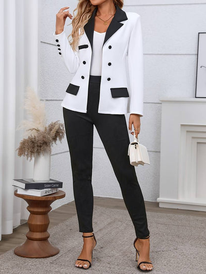 Conjunto de Dos Piezas con Blazer Estructurado y Pantalón Ajustado para Mujer | Ideal para Oficina o Eventos