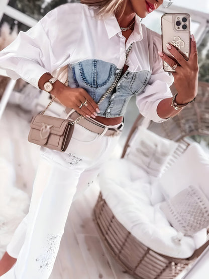 Blusa De Diseño Liso Con Cierre De Botones Para Mujer | Ideal Para Uso Diario