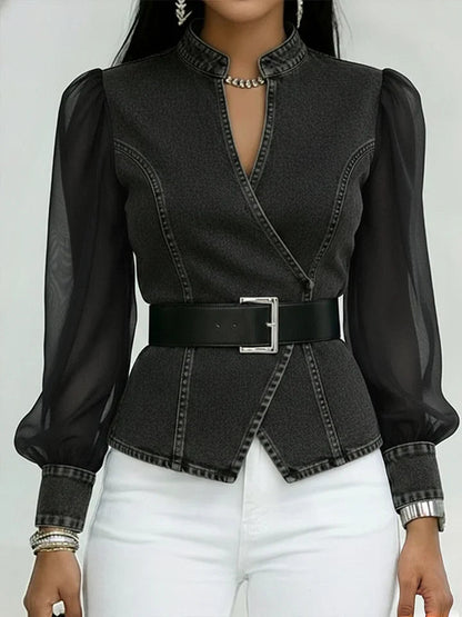 Blusa con Delantero Cruzado y Cinturón Integrado para Mujer | Ideal para Uso Diario o Eventos