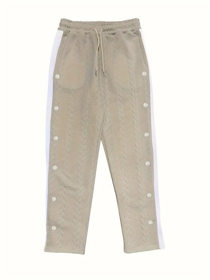 Pantalón de Corte Amplio con Botones Laterales y Cintura Elástica para Hombre | Ideal para Uso Diario