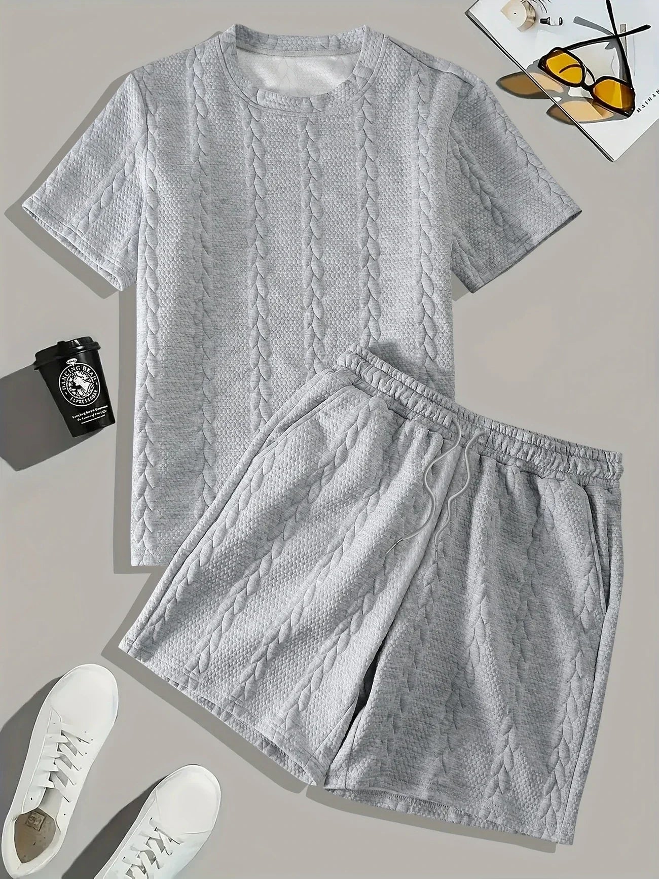 Conjunto de Dos Piezas con Motivo Trenzado en Relieve para Mujer | Ideal para Uso Diario