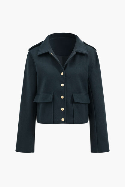 Chaqueta Corta con Bolsillos y Cierre de Botones para Mujer | Ideal para Temporadas Intermedias y Uso Urbano