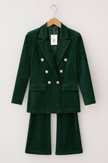 Conjunto de Dos Piezas con Blazer Cruzado y Pantalón Ajustado para Mujer | Ideal para Oficina u Ocasiones Formales